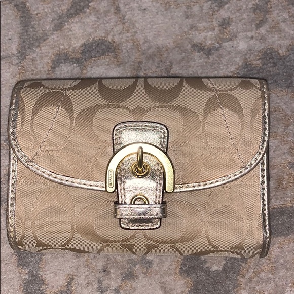 Coach Bags Gold Coach Wallet Poshmark
